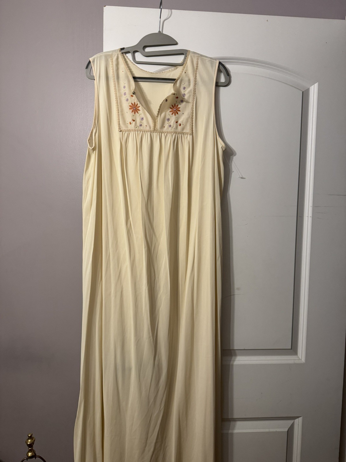 Vintage Sears 2pc Embroidered Bodice Long Nightgown & Robe Large 38/40