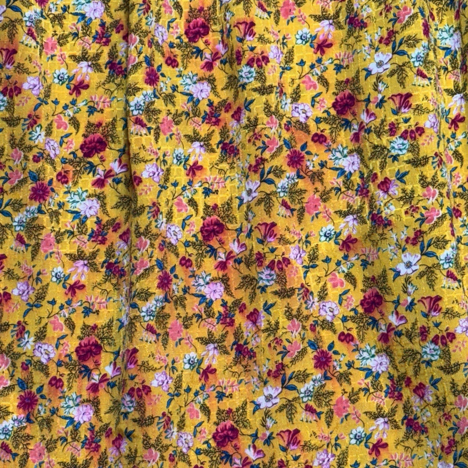 Vintage Emanuel Ungaro Parallele Paris Yellow Floral Ruffle Neck Dress Small Fra
