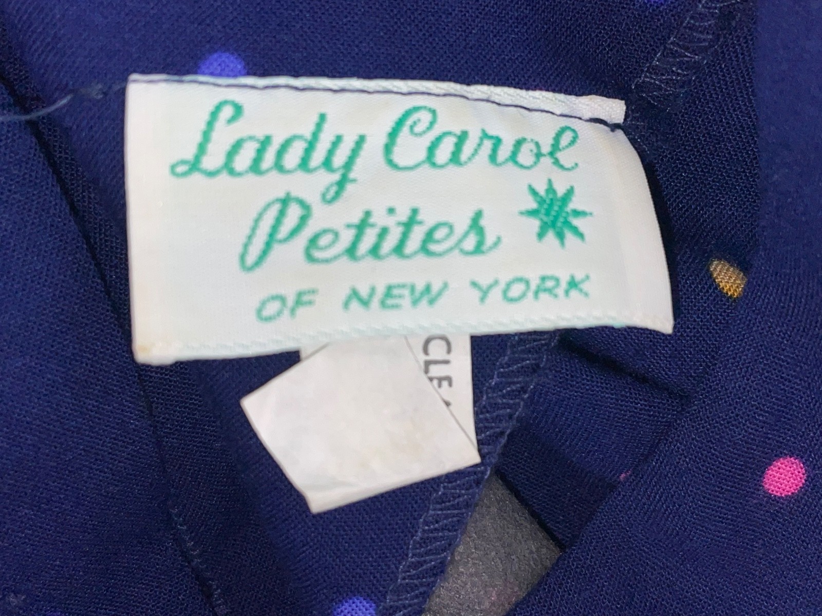 VTG 60S 70S WOMENS BLUE POLKA DOT BUTTON BELTED PARTY FUN CUTE RAYON DRESS