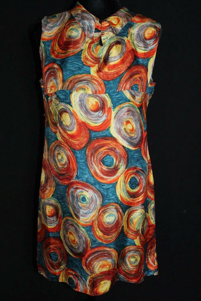 RARE VINTAGE FRENCH 1960&rsquo;S VIVID WILD PRINT DRESS SIZE 10+