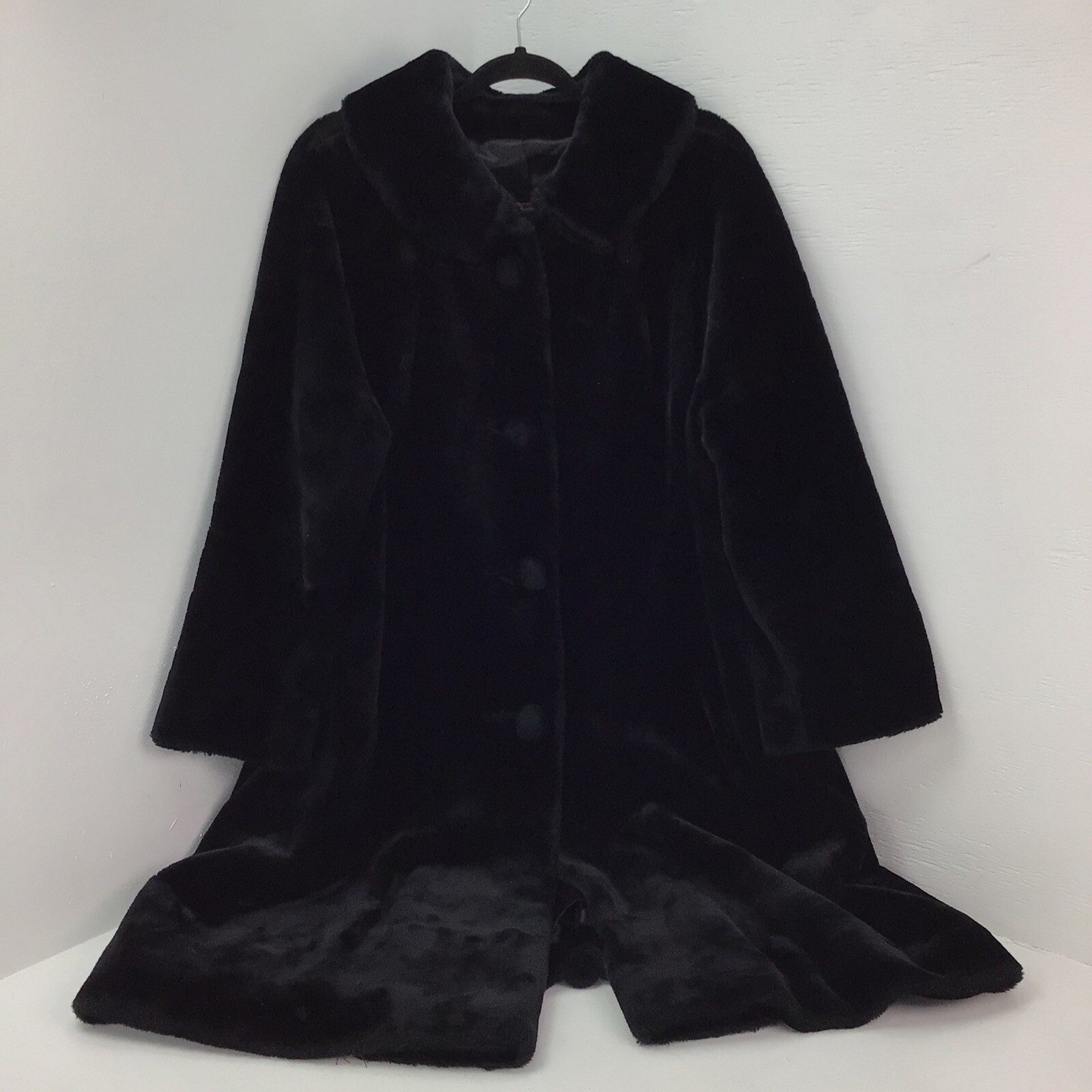 Vintage Retro ILGWU Faux Fur Coat Mid Black Made in USA – No Size Tag