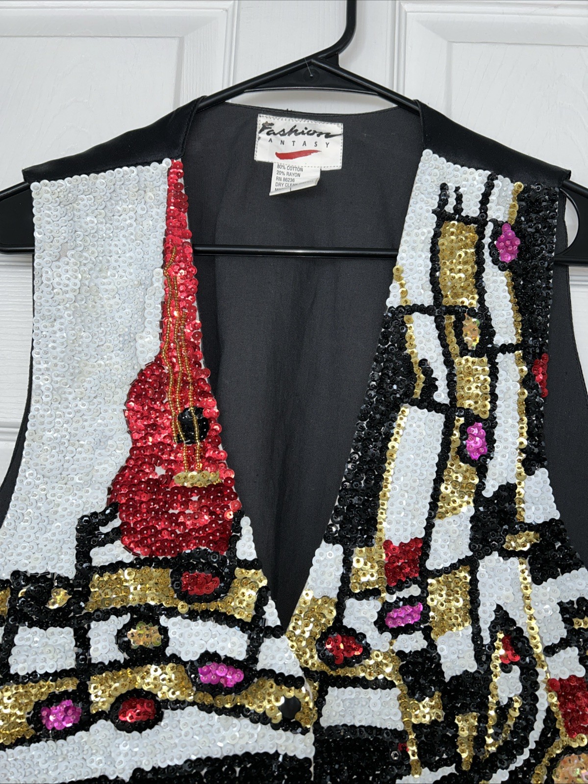 Fashion Fantasy Vest Sequin Beaded Jazz Fest Musical Holiday Bedazzled 1990&rsquo;s