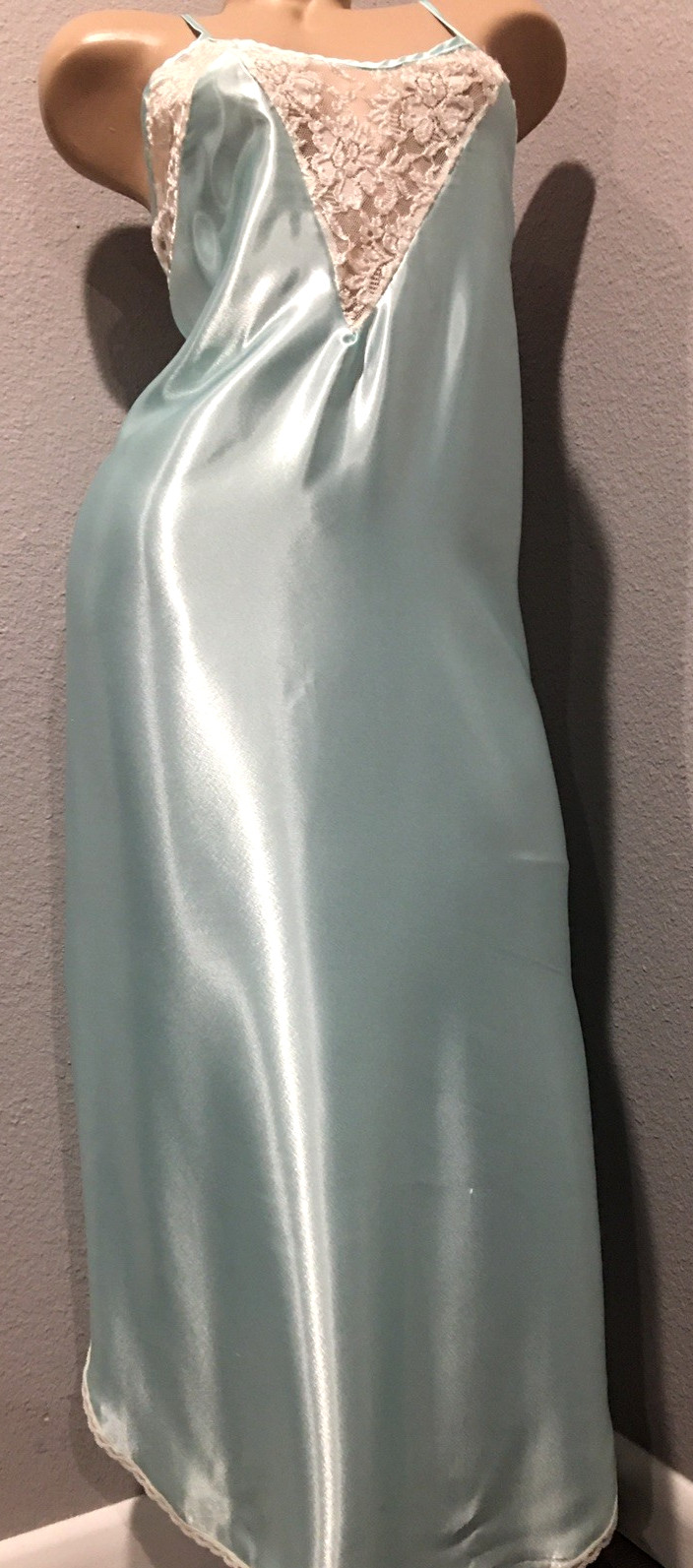 Vtg Mint Blair Long Glossy Satin Dress Slip Nightgown S