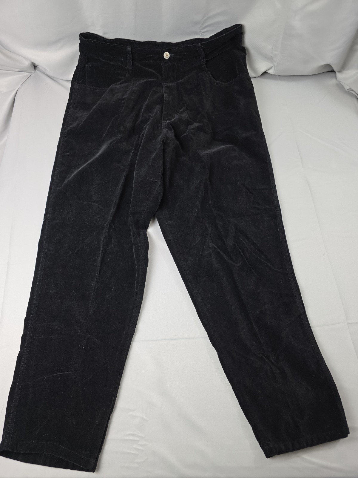 Vintage Bill Blass Pants Women&rsquo;s Velvet 20W Black Baggy Tappered 35×28 High Rise