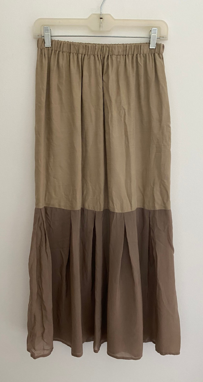 Johnny Was Biya Rated R Vintage Beige Silk Blend Midi Skirt sz Medium