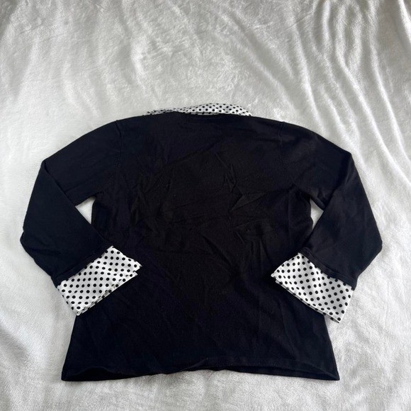 Elementz polkadot collared babydoll long sleeve top office siren Y2K vintage