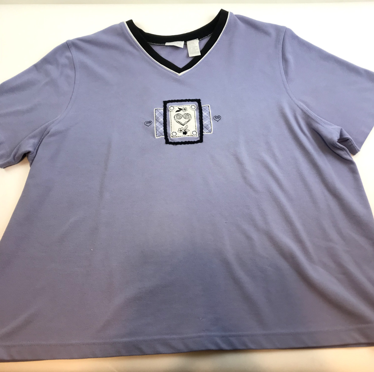 RARE VTG Koret K Wear Women&rsquo;s Top Size 2X Lavender w Embroidery & Applique
