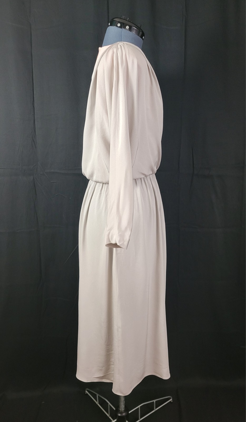 Vintage David Warren Peachy Pink & Grey Blouson Dress w Layered Top Size 10