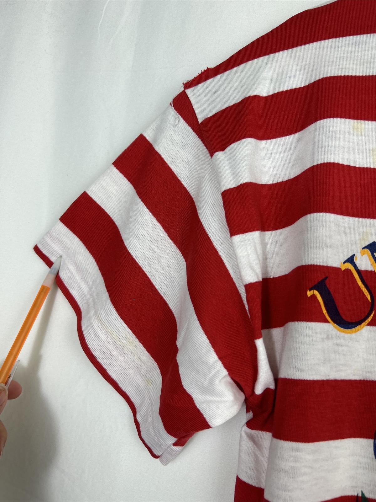 Vtg Gee Gee&rsquo;s by Milaca Mills Red White Striped University Club Sleep Shirt OS