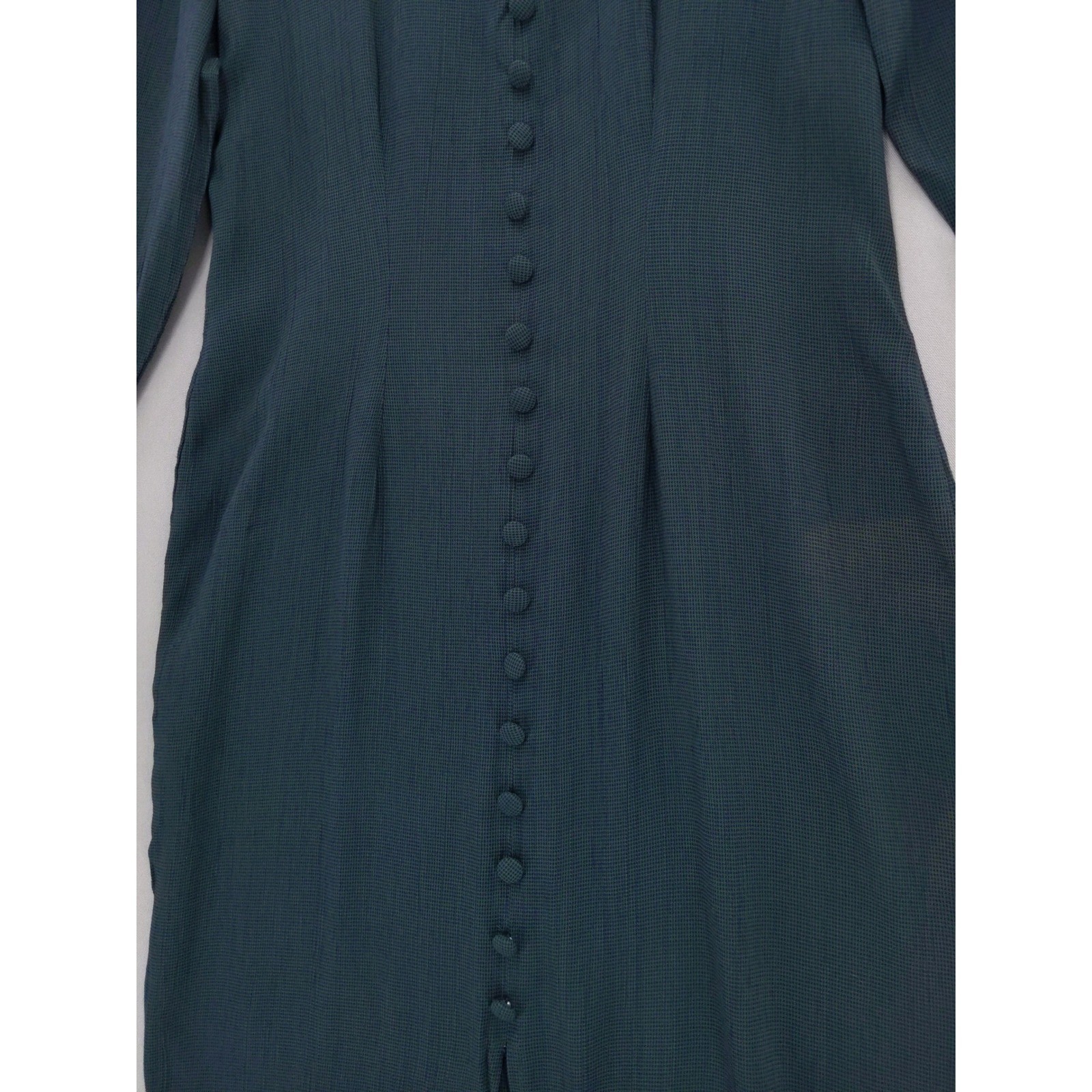 Vintage 90s EXPRESS Rayon Button Front Maxi Dress Sz L Green Check Tie Back