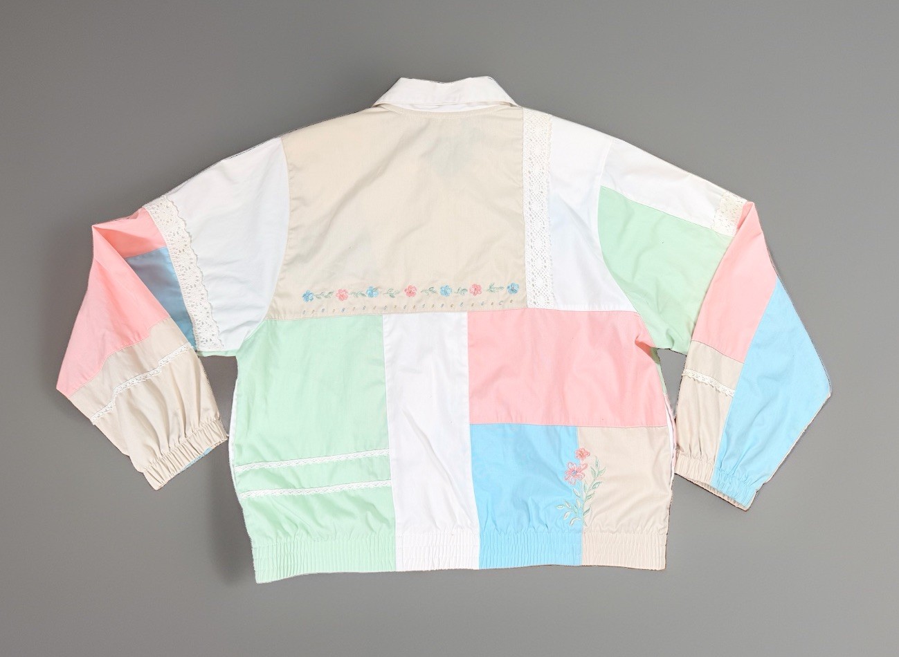 Vintage 90s Koret Francisca Patchwork Boho Grandmacore Bomber Jacket Womens Med