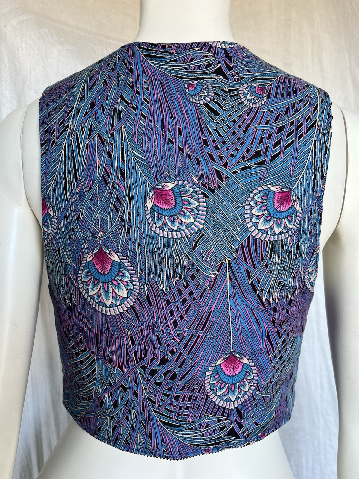 Vintage 70s Corset Vest Underbust Waistcoat Handmade Reversible Goth Festival S
