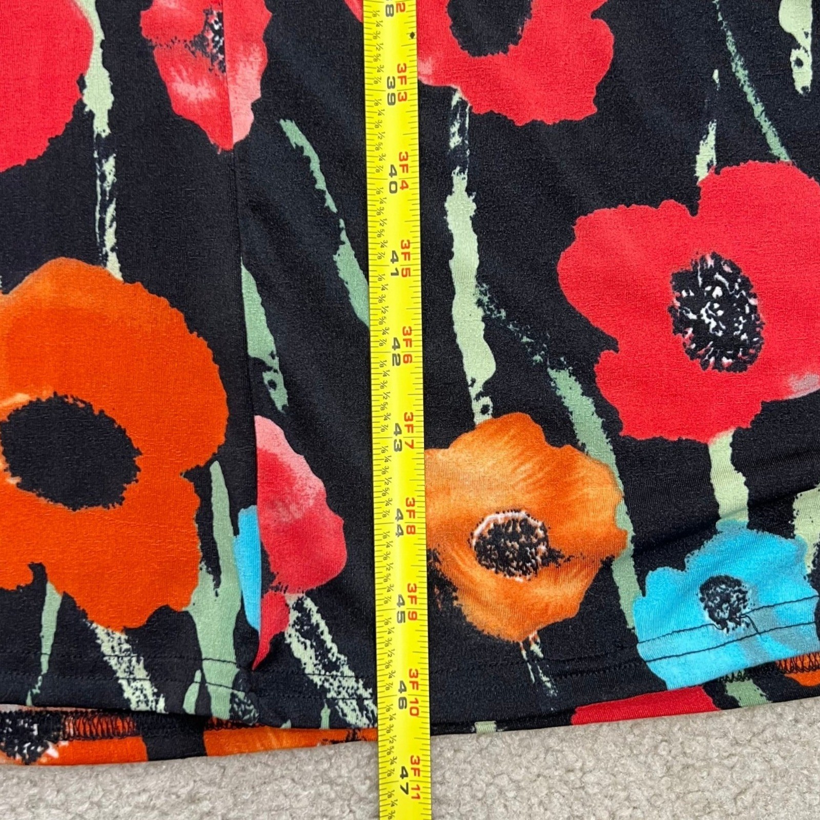 Vtg. Jostar Poppy Floral Travel Maxi Dress Slinky Stretch Knit Short Sleeve USA