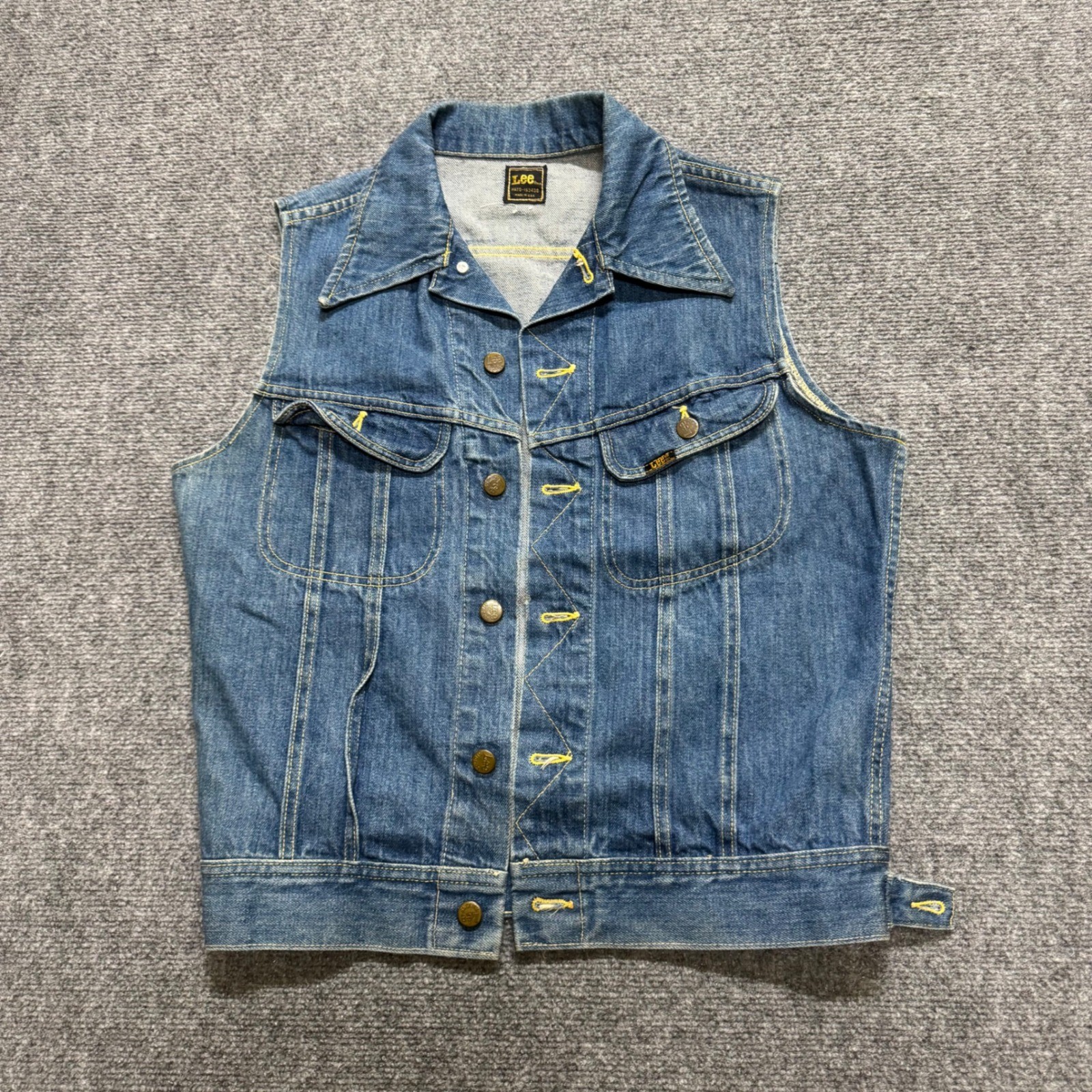 VTG Lee Denim Sanforized Jean Sleeveless Jacket Womens S Destressed Union Made