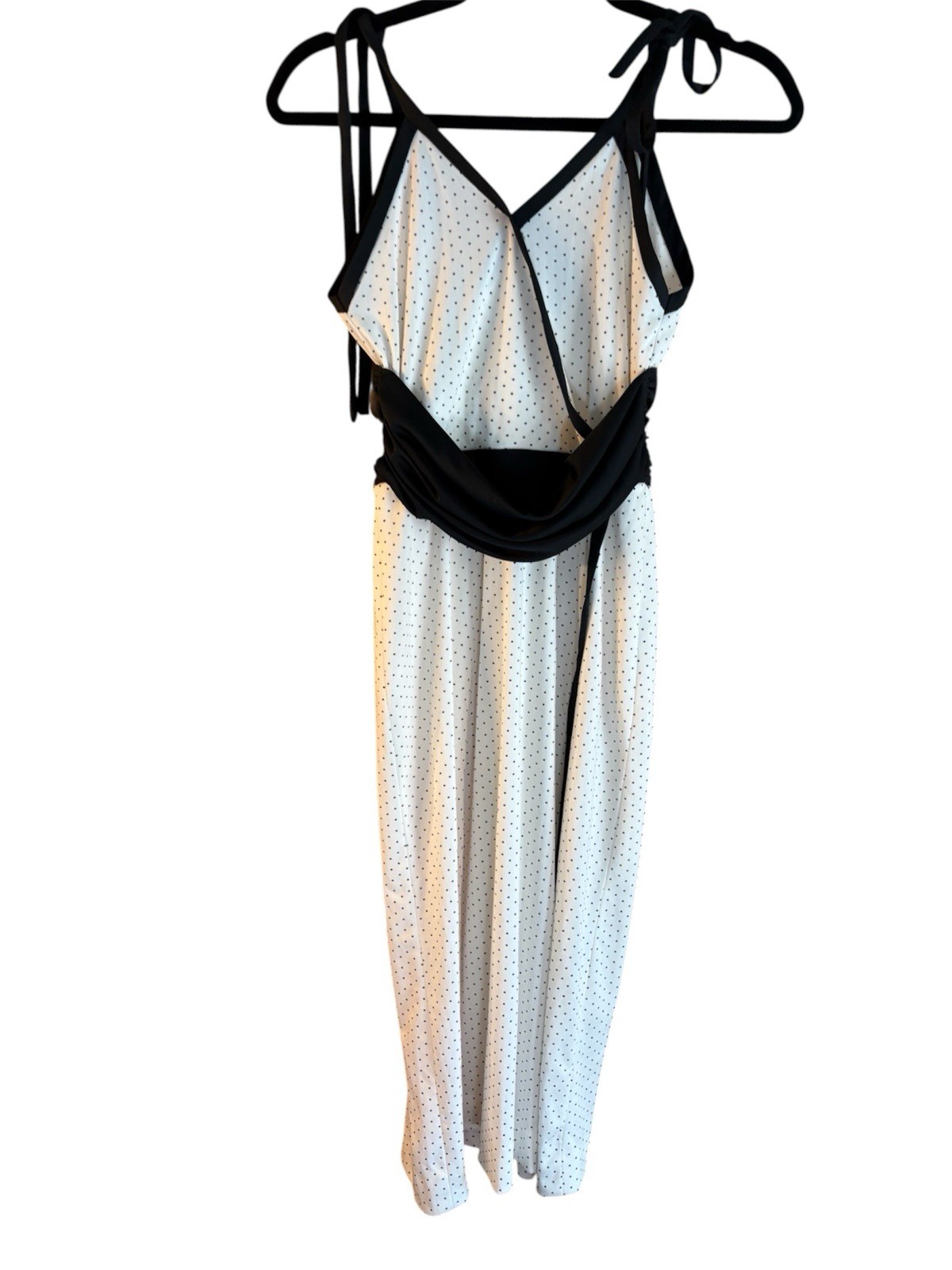 1970s Black & White Polka Dot Summer Dress Sz 3XS 30/24 Pool Party Pin Up NWOT