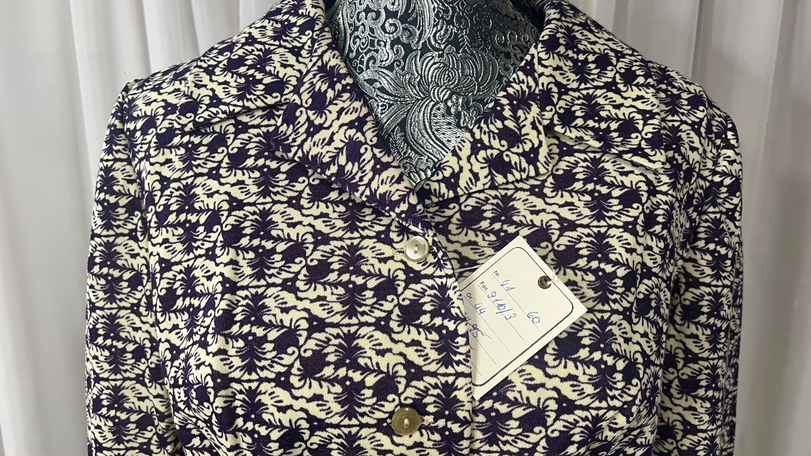 Dacron 70s 80s Polyester Shirtdress Midi Long Sleeve Patterned EU 44 L