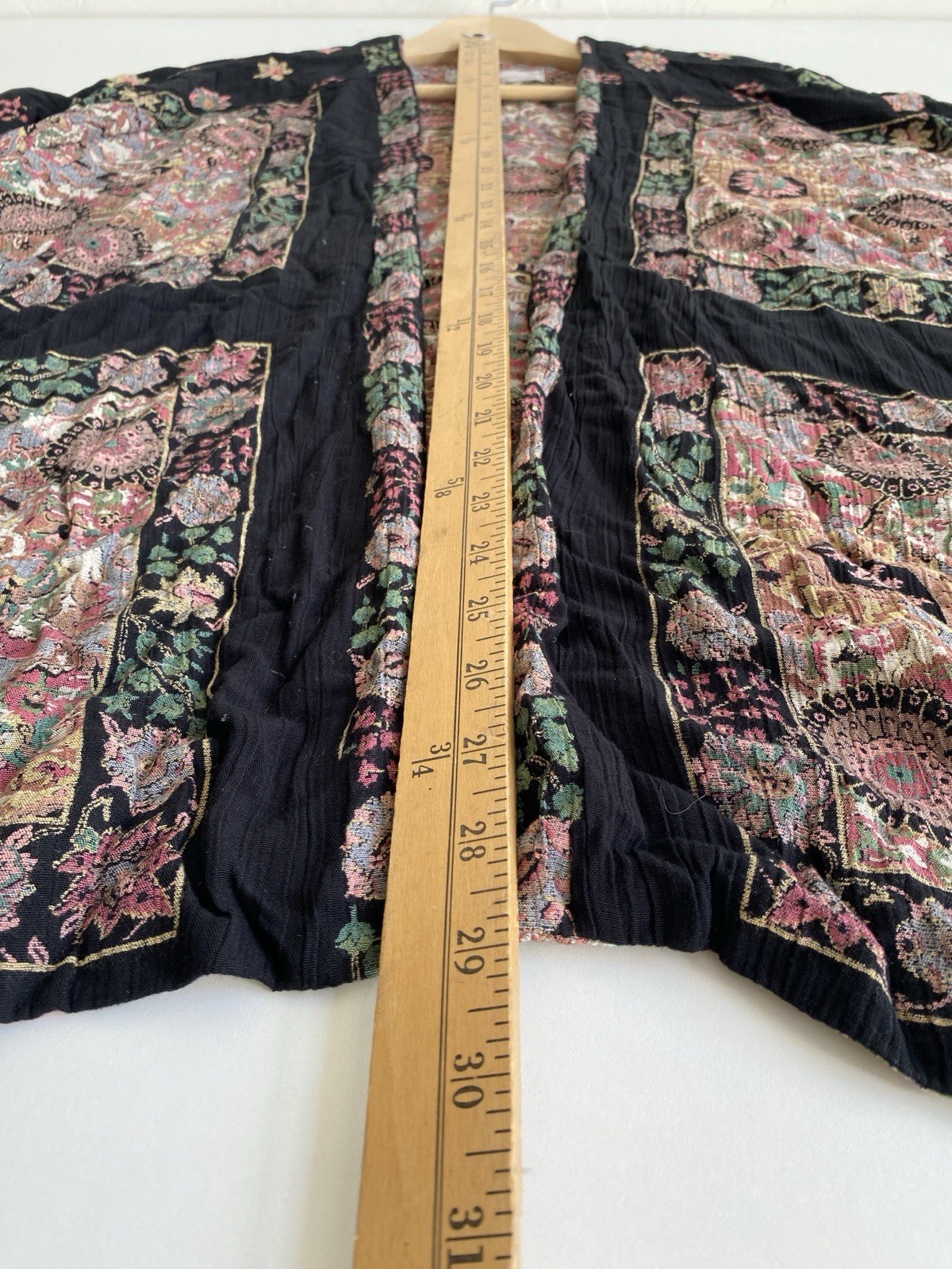 Platinum By Dorothy Schoelen O/S Boho Open Front Jacket Floral Art To Wear