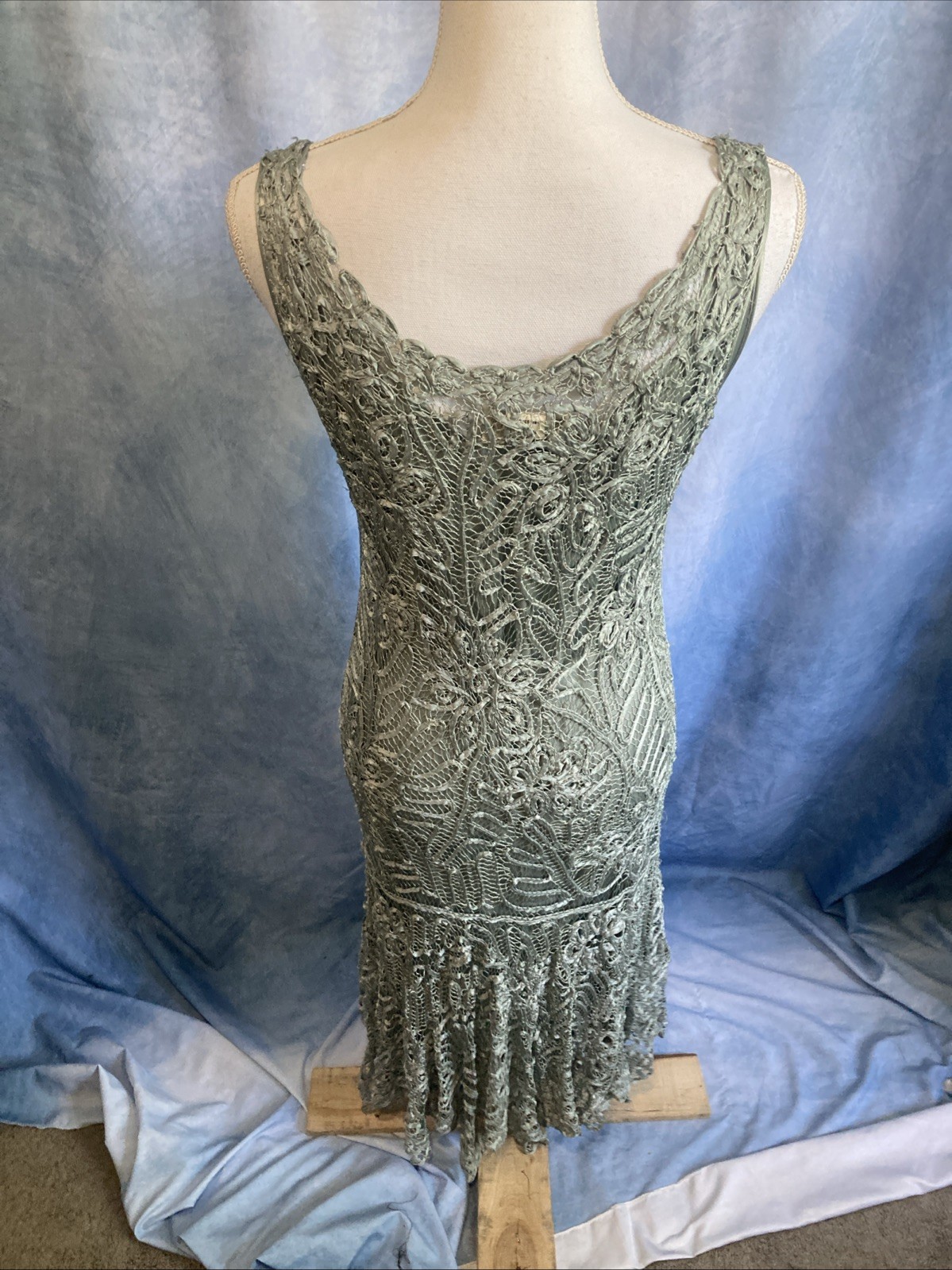 Vtg 90s Soulmates 100% Silk Crochet Lace 3pc Dress Set L Fits XS S Y2K Mermaid