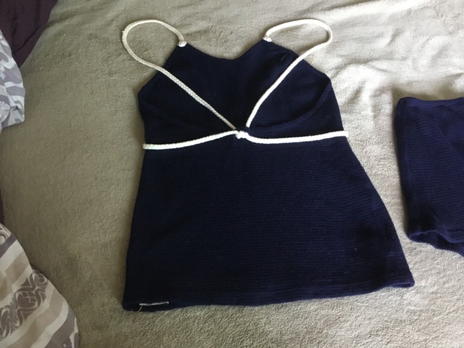 Vintage 1920 – 1930’s Wool Bathing 2 pc suit Navy sailors beach Bradley