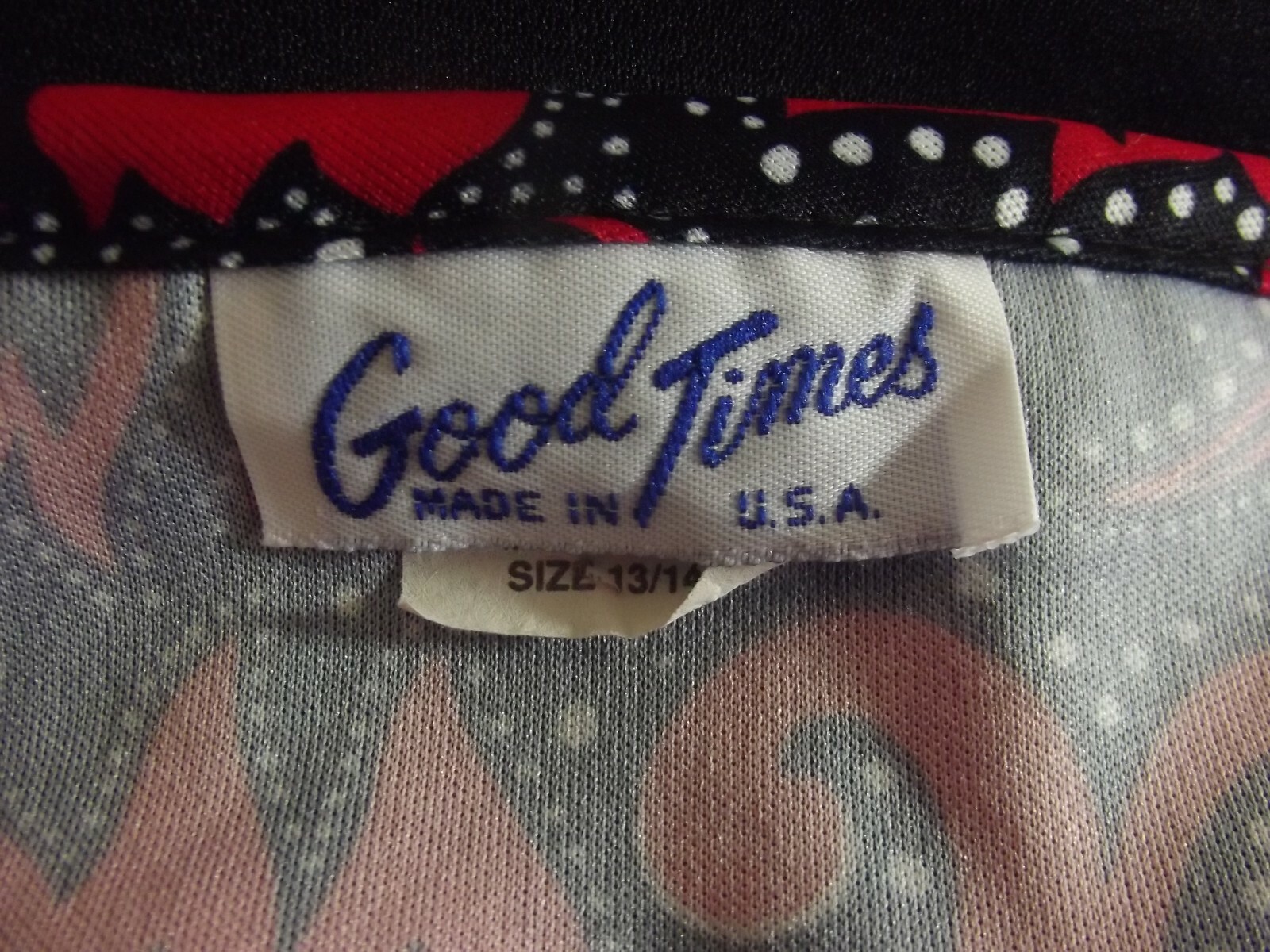 Vintage GOOD TIMES DRESS Sz 13/14 Red/Black Accordion Pleat Top MADE IN USA 80s