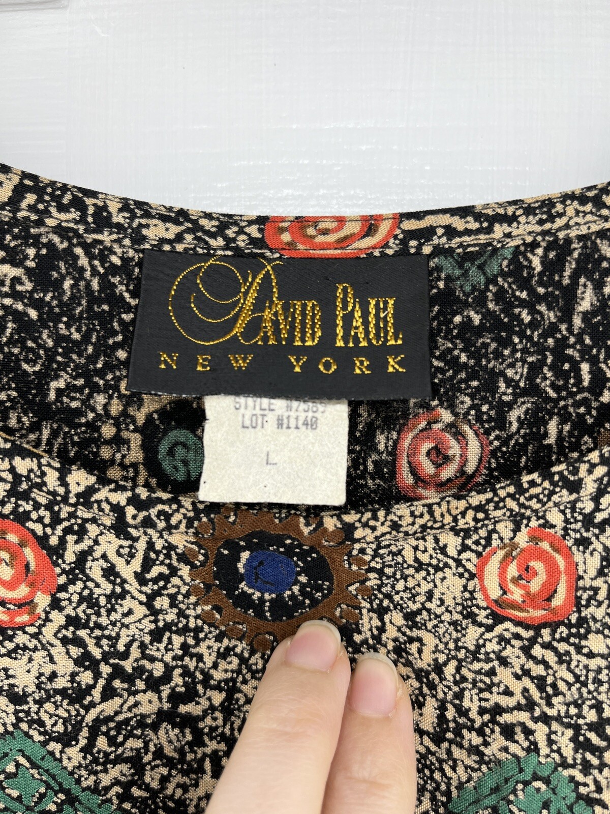 Vintage David Paul New York 90s Blouse Floral Womens Size Large Shoulder Pads