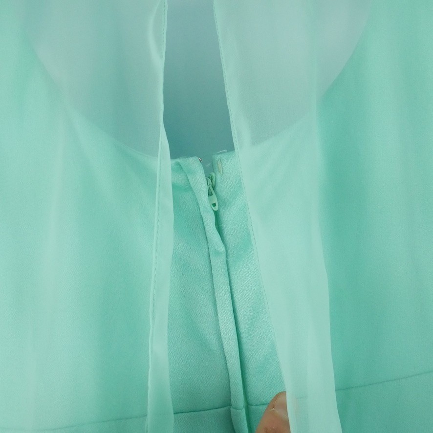 Vintage Emma Domb Mint Green Chiffon Capelet Maxi Dress 70s 60s S Hollywood Glam