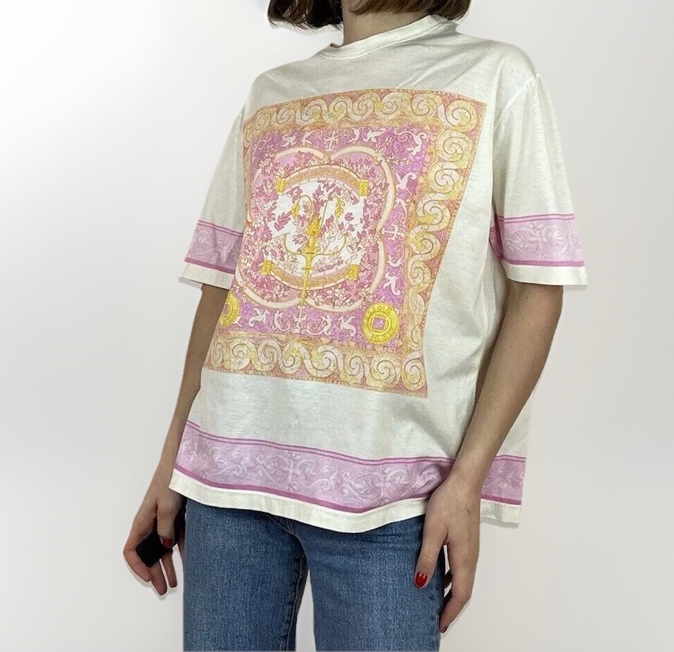 VINTAGE 1990s 90s CELINE SHIRT TEE RARE WOMENS PRINT BAROCCO WOMENS