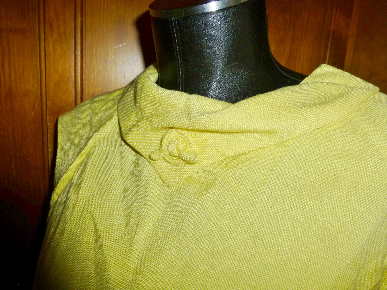NOS Vtg 60s ROSECREST MOD Linen Yellow 2pc DRESS Pencil SKIRT Blouse Top SET