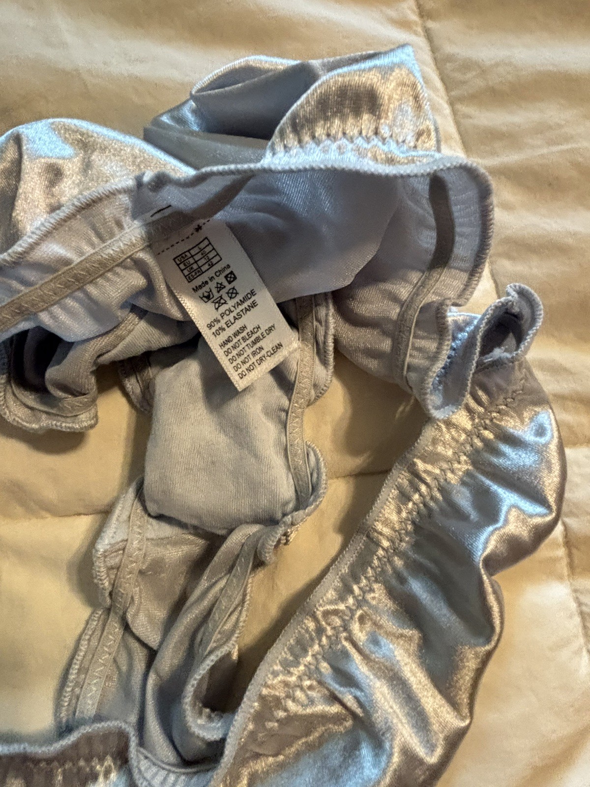 VTG Powder Blue Satin Bikini Panties Size L