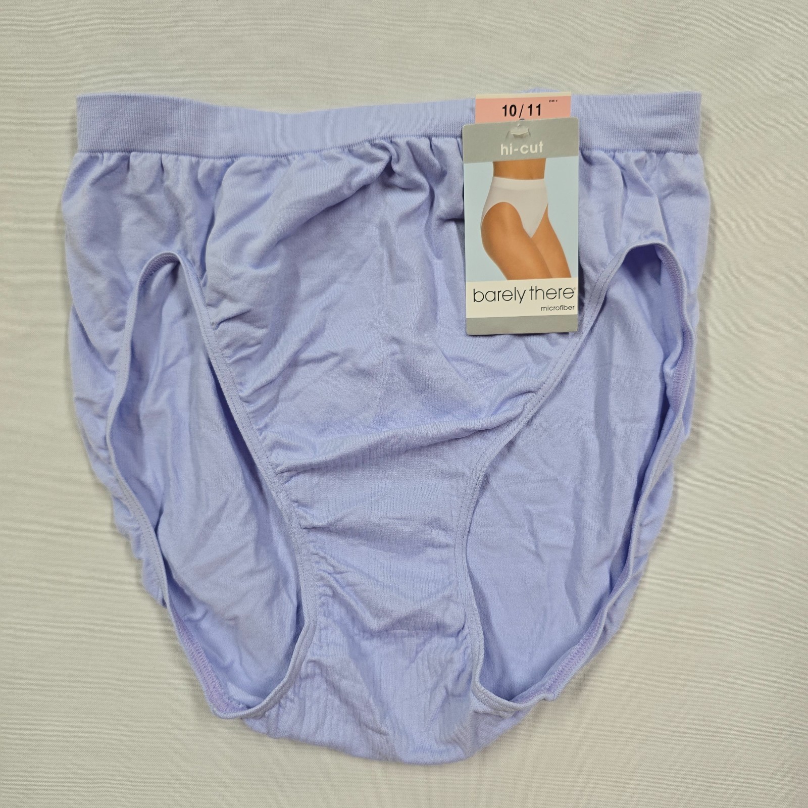 Vtg BARELY THERE 2303 Solid Microfiber Hi-Cut 10/11 Lavender Panties NEW