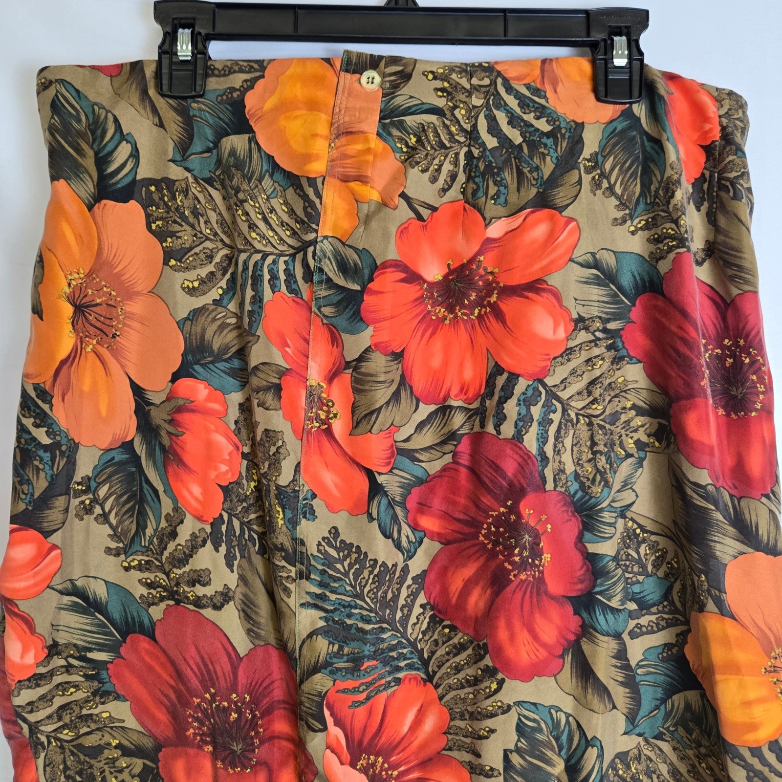 Rafaella Two Piece Set Top & Skirt 100% Silk Tropical Floral Vintage Large READ