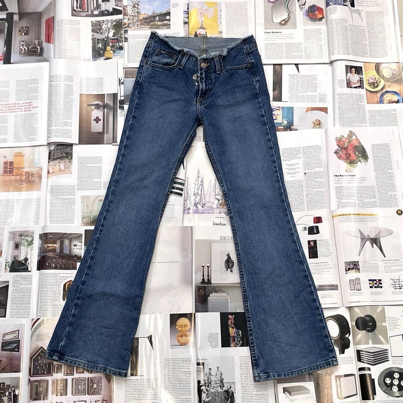 L.e.i vintage medium wash mid-rise flare jeans size 27/US