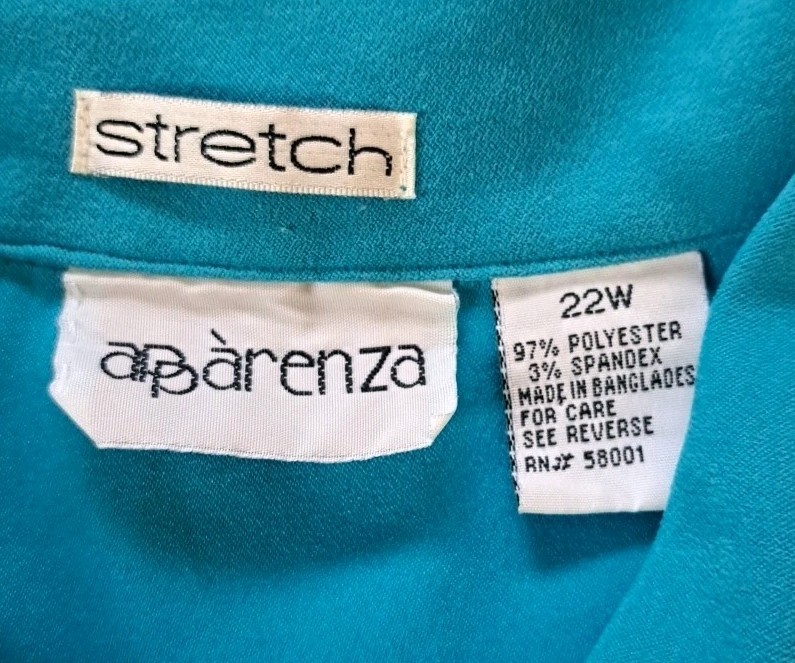 Apparenza Jacket 22W Turquoise & Black Faux Suede Button Front 1990s Vintage