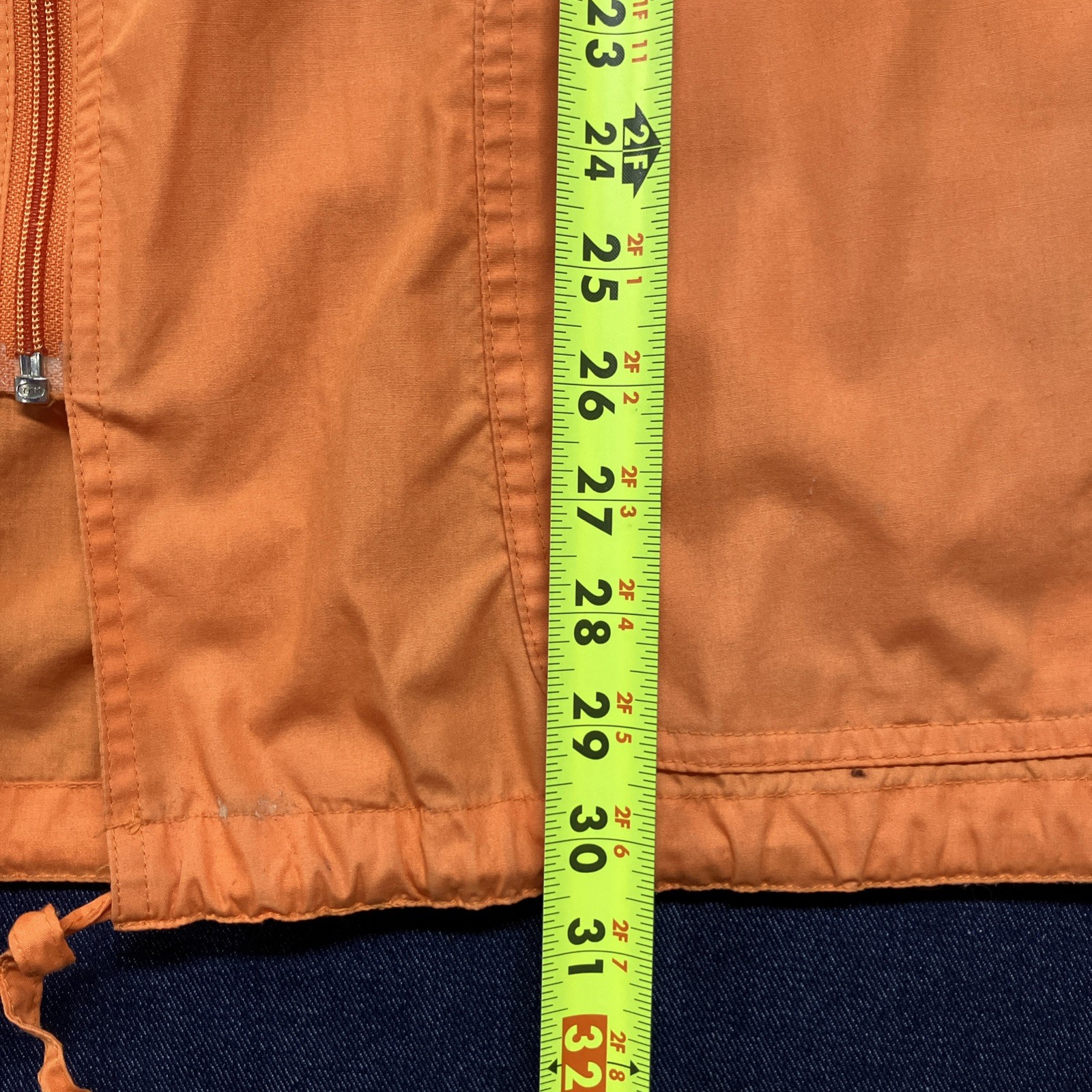 Vtg Distressed 70s 80s Foxland Polycotton Long Rain Windbreaker Jacket Orange L