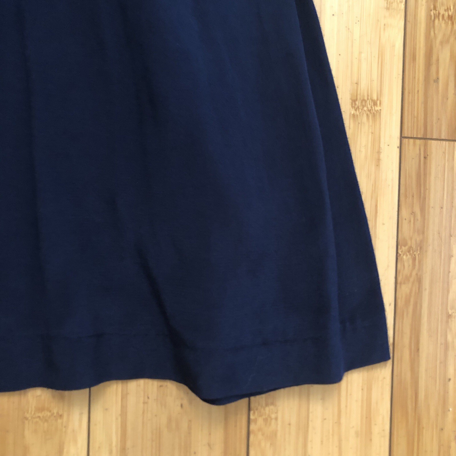 Vintage 70s Karin Stevens Beaded Embroidered Whimsical Navy Blue Maxi Dress 6