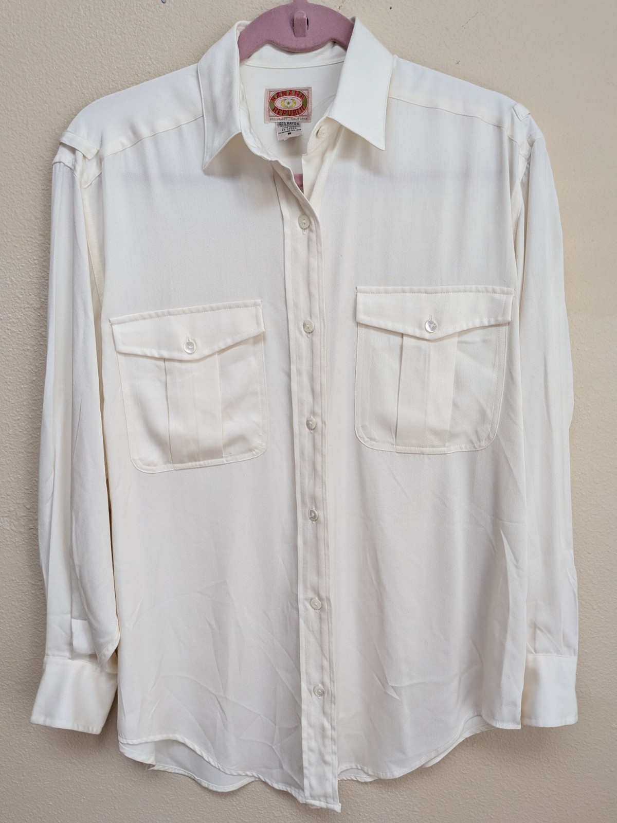VTG 80s Banana Republic Safari Shirt Deadstock NWT Rayon Utility Blouse Small