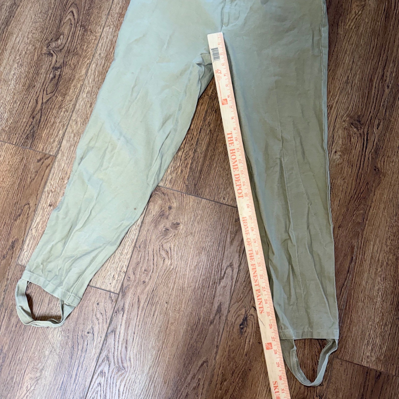 90s Et Vous Vintage Stirrup Pants Womens 10 Made in France Khaki High Waist READ