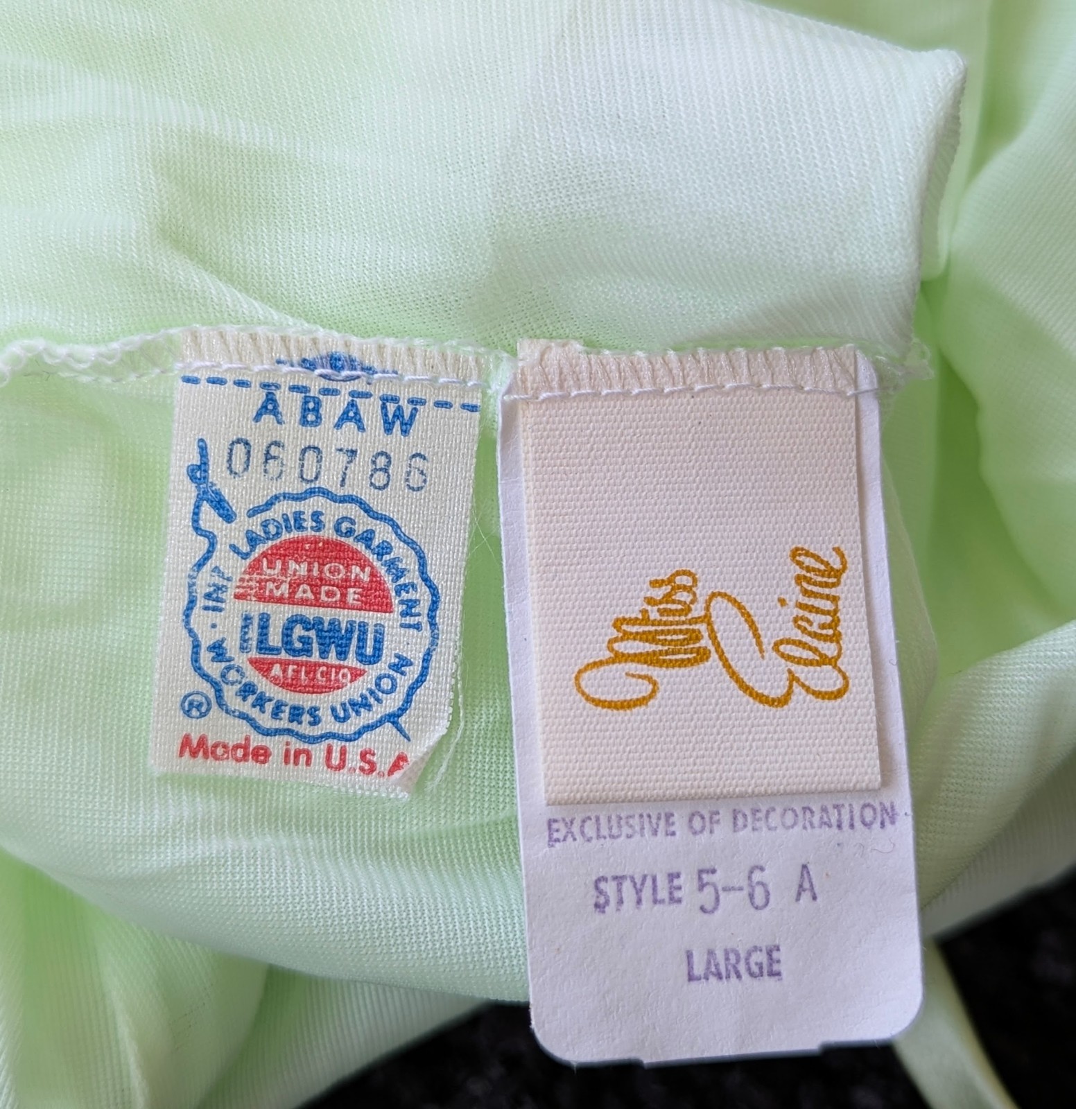 Vtg 1970s Miss Elaine Peignoir Set Long Mint Green Chiffon Lace USA Large NOS