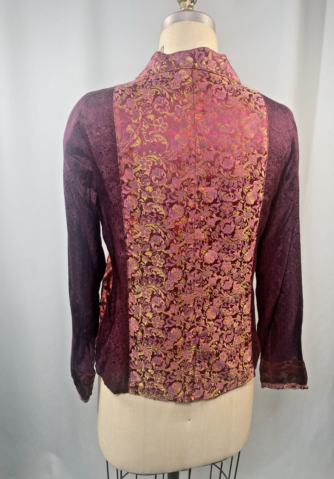 APRIL CORNELL Vintage Top Jacket SIZE SMALL burgundy boho patchwork 90s Y2k