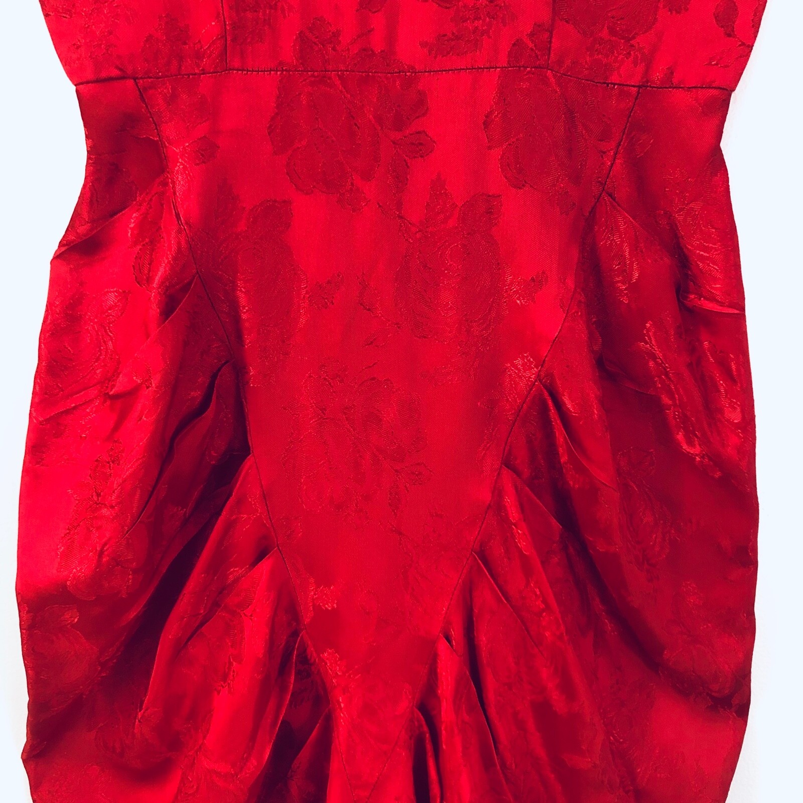 VINTAGE WAYNE DIAMONDS RUN Womens S Red Dress Embossed Flower Button Zip Back