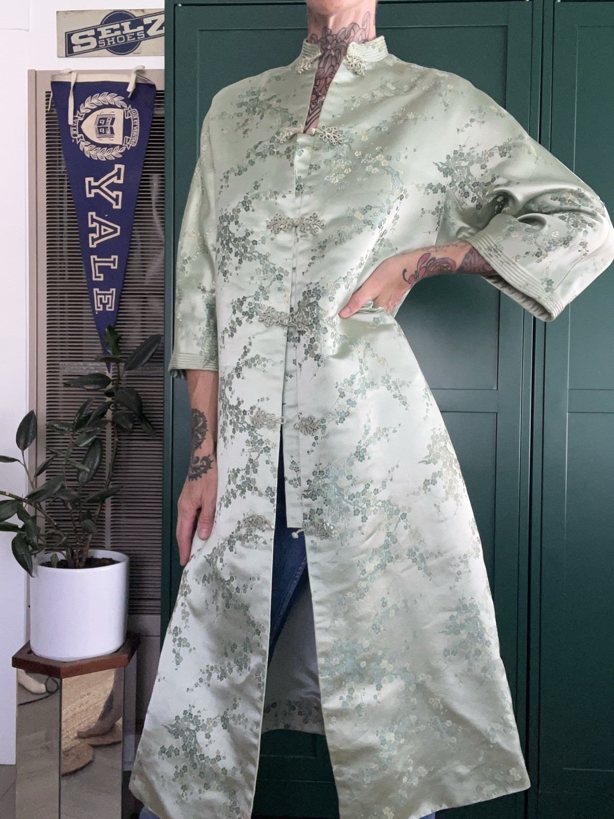 Vtg 50s Dynasty Lord & Taylor Silk Brocade Evening Jacket Bell Sleeve Floral M
