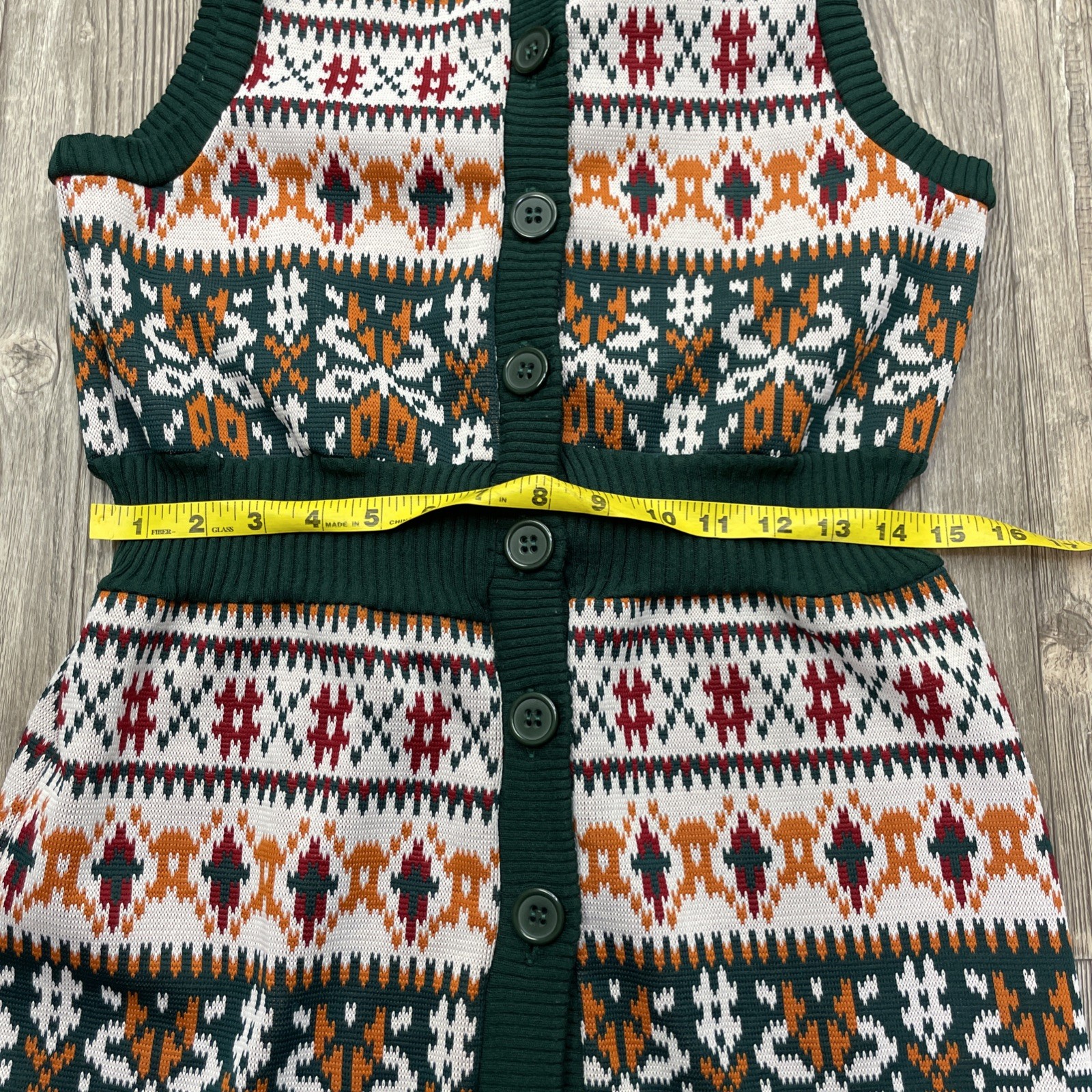 VTG J.C. Penney Acrylic Fair Isle Button Front Tunic Vest Women&rsquo;s Small