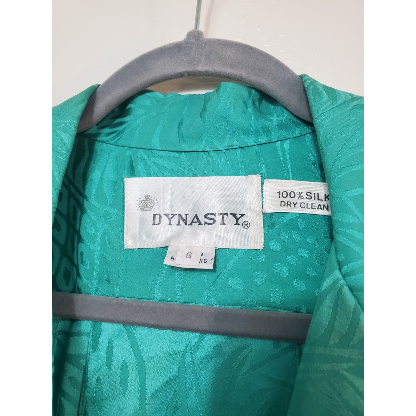 Vintage Dynasty Green 100% Silk Blouson Tie Waist Satin Retro Mini Dress, Size 8