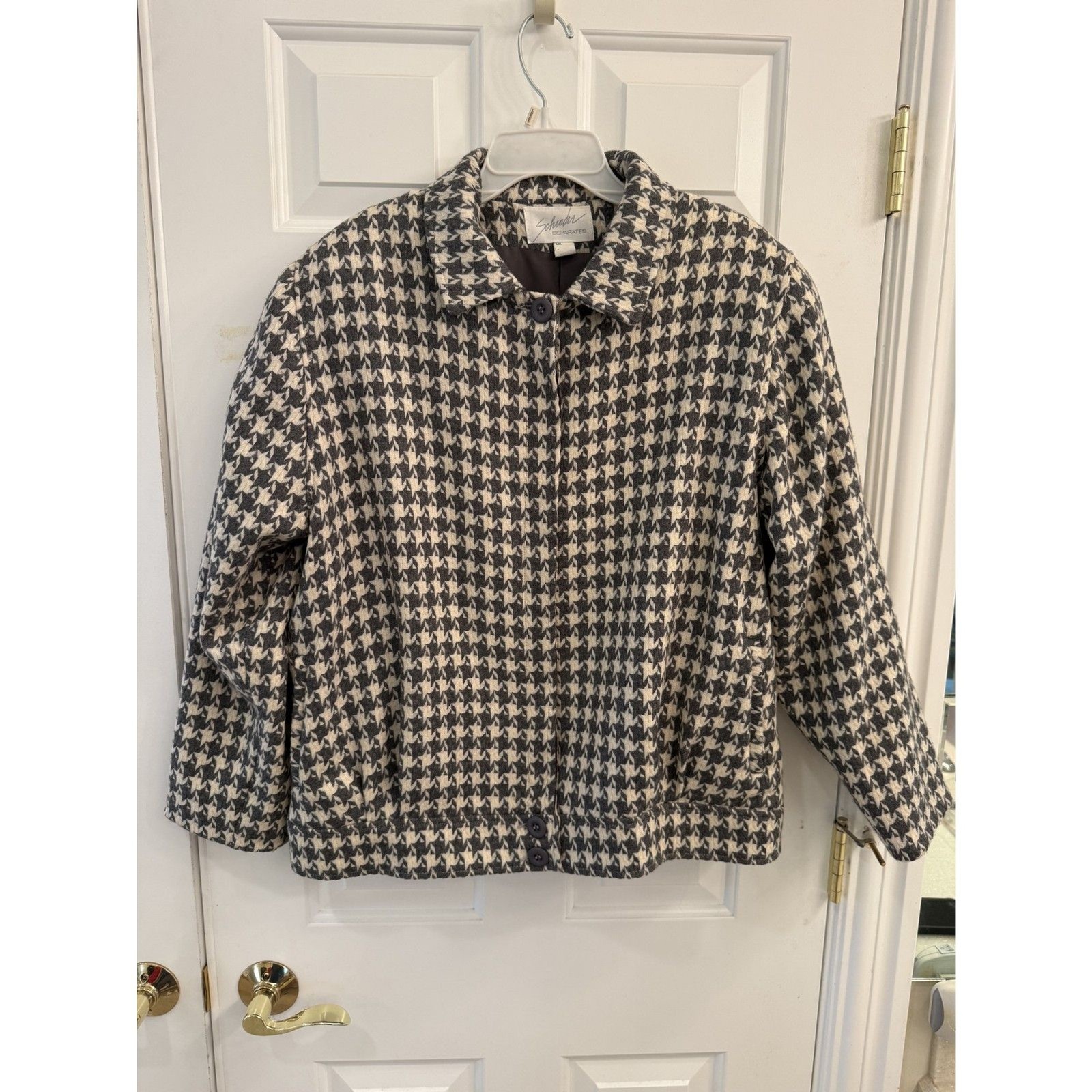 Schrader Separates Houndstooth Blazer Jacket Size 16 (Small Tear Back)
