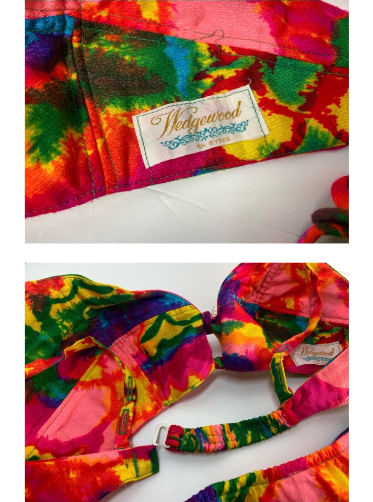 VTG 1960’s Psychedelic Tie Dye Bikini Swimsuit Handmade By Wedgewood No Size Tag