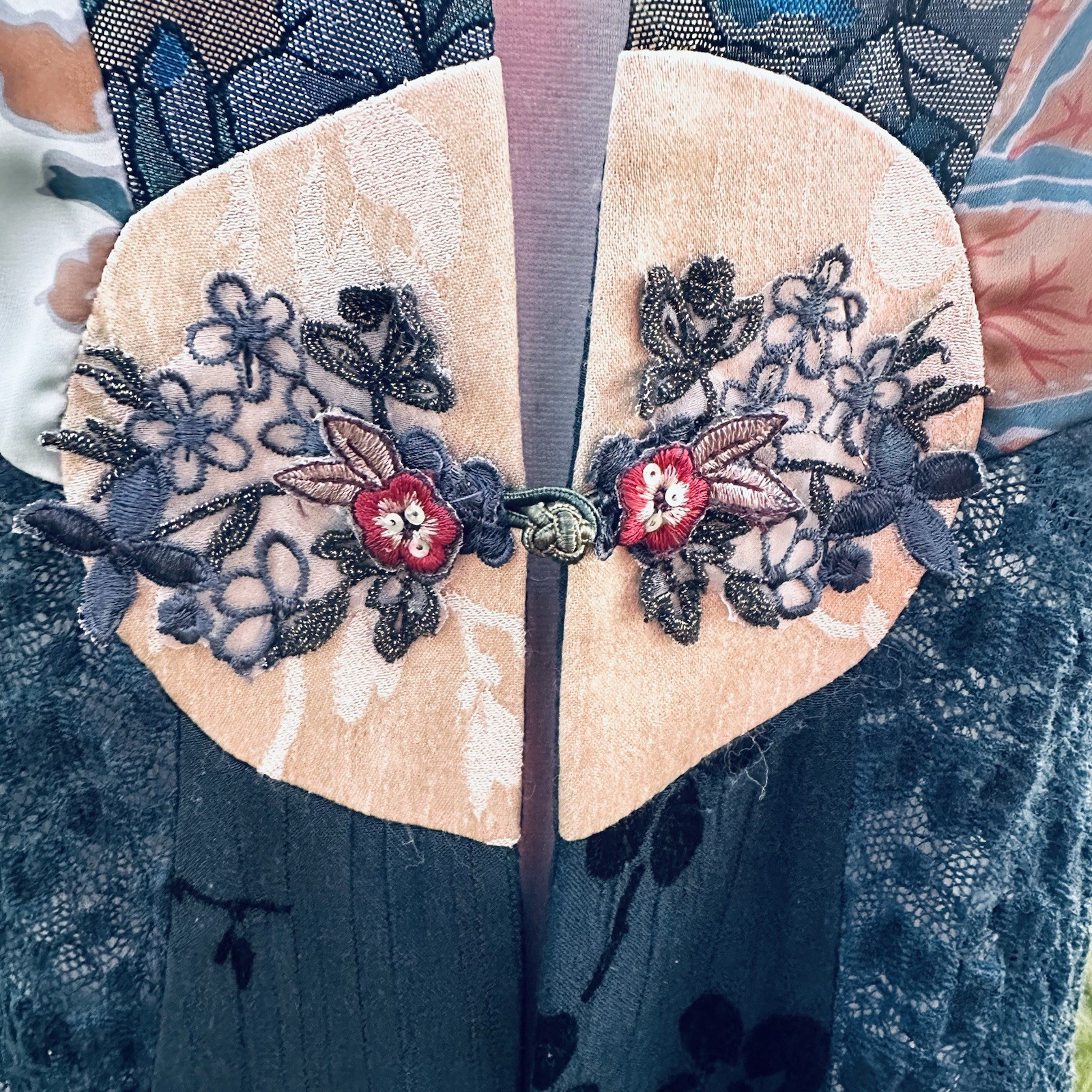 Spencer Alexis vintage mixed-media patchwork kimono top
