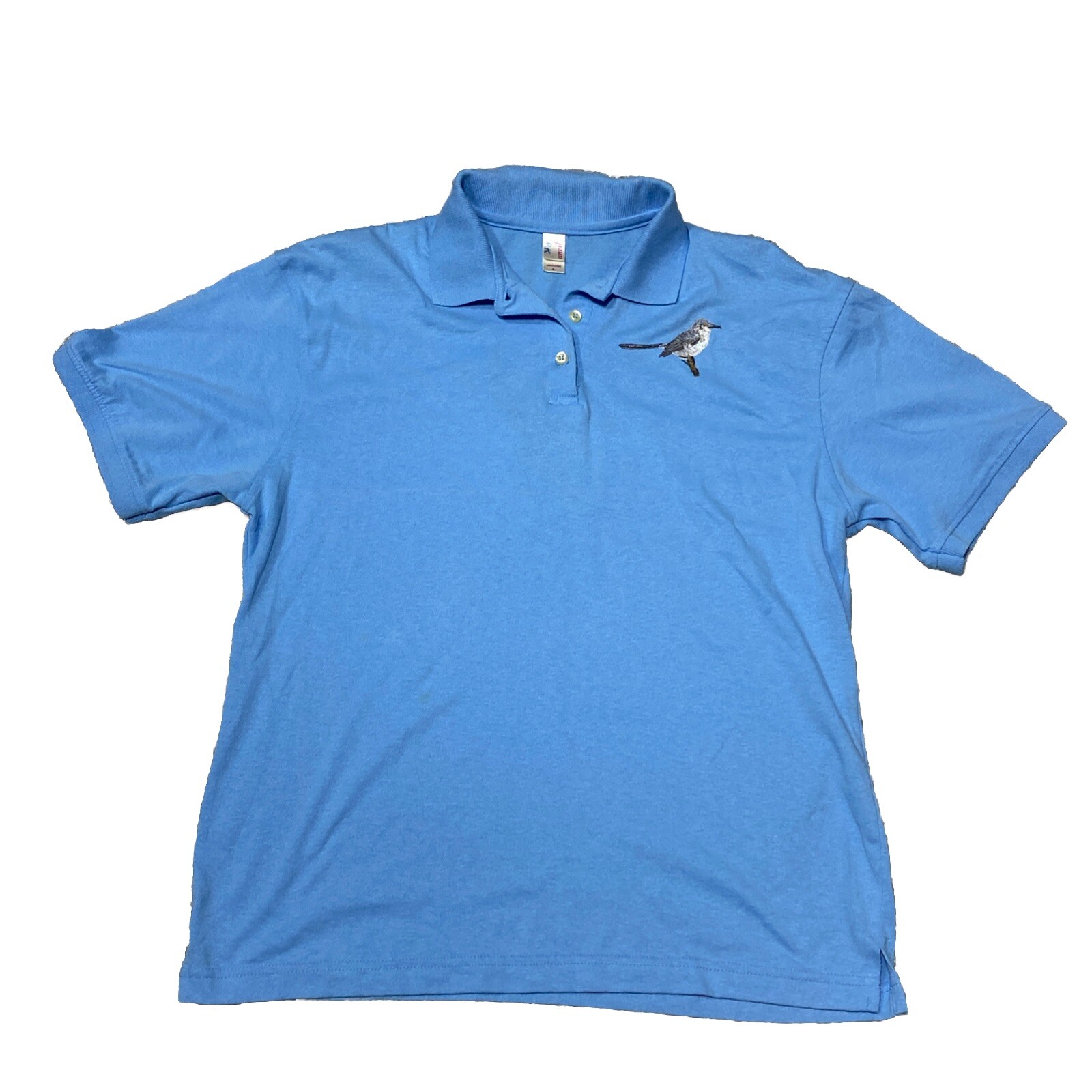 VTG 90s Texas bluebonnet Mockingbird Polo Womens Sz L Large Anvil Embroidered