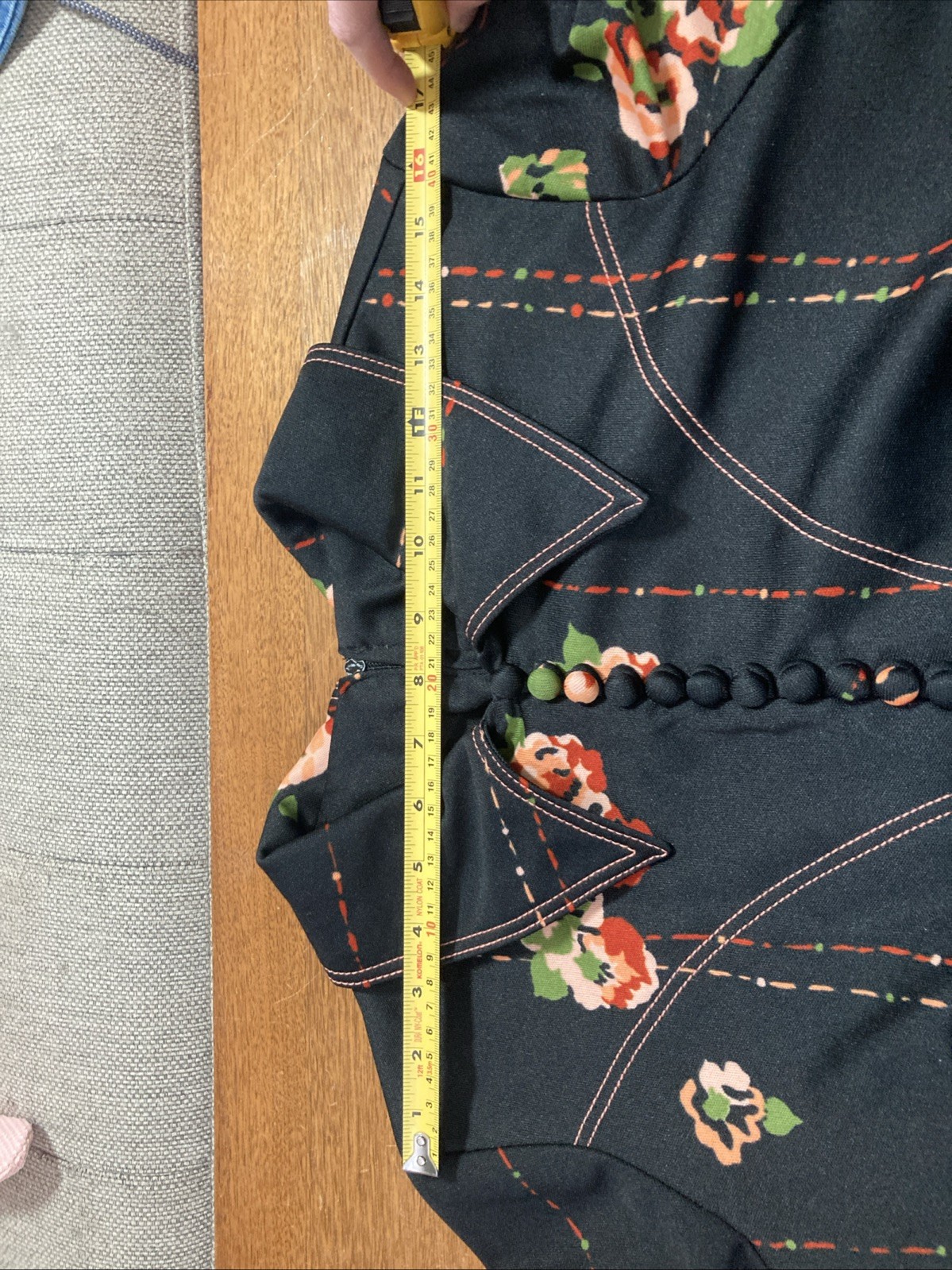 Vintage 1970s CLOVIS RUFFIN Ruffinwear Dress Western Dark Floral Jersey Knit