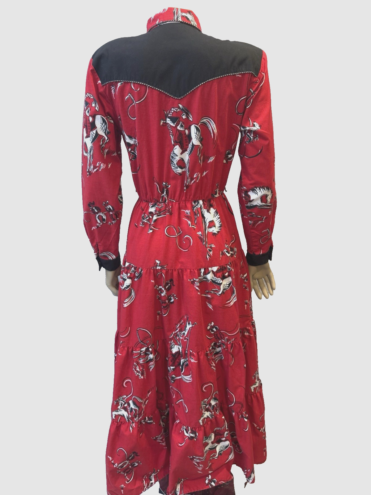 VTG Circle T Marilyn Lenox DRESS Rodeo Equestrian Cowgirl Western Cotton S/M 80s