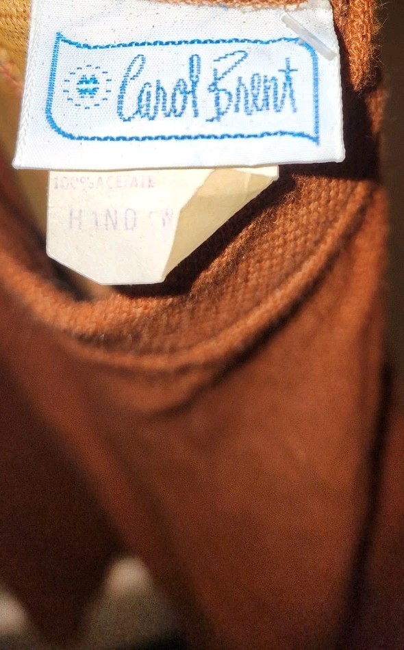 Mod Vintage 1960’s Burndt Orange Rust Pinafore Dress Carol Brent Jumper Size 12